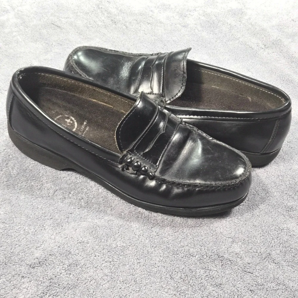 H.H. Men's Black Leather Penny Loafers Handsewn Superlite Oil Resistant Classic